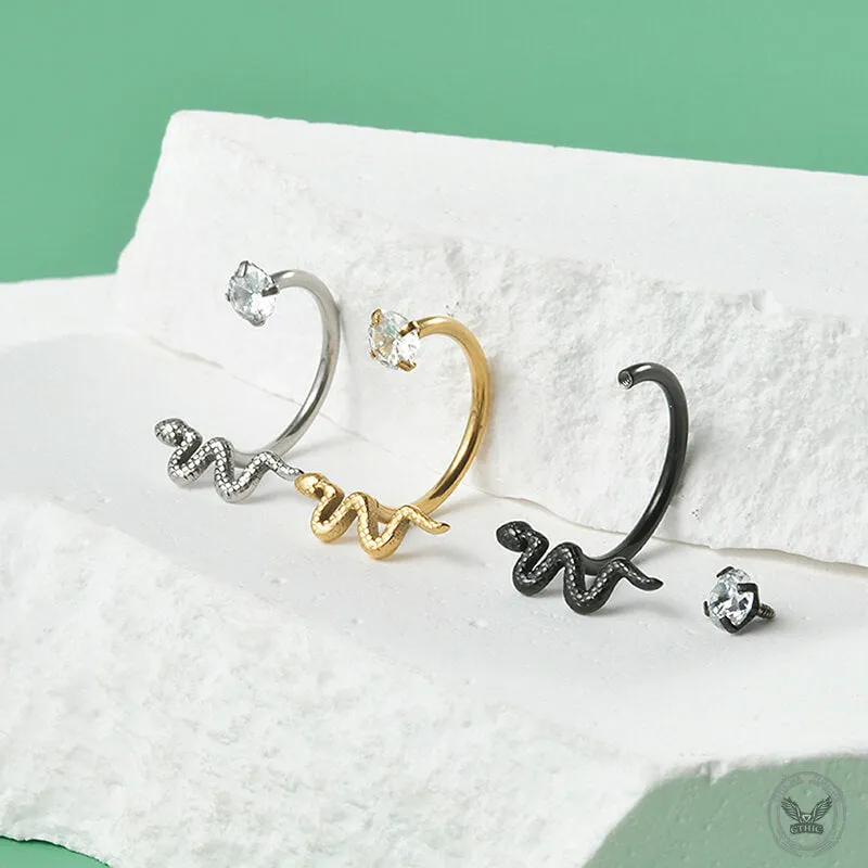 16G Snake Design Stainless Steel Horseshoe Lip Ring