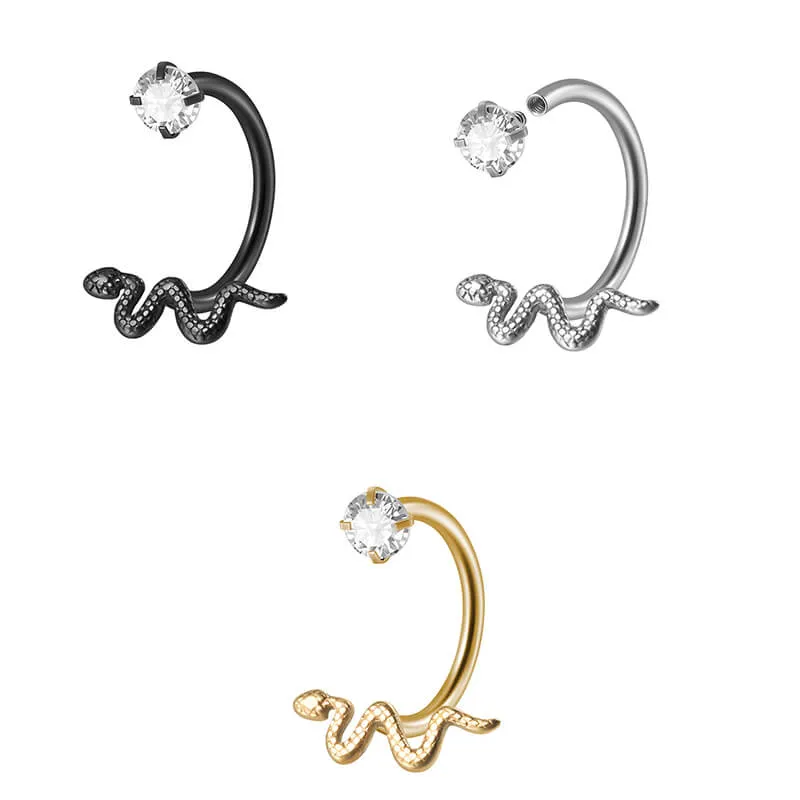 16G Snake Design Stainless Steel Horseshoe Lip Ring