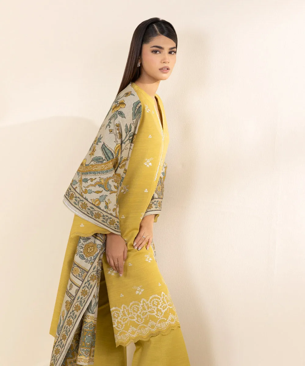 2 Piece - Embroidered Khaddar Suit