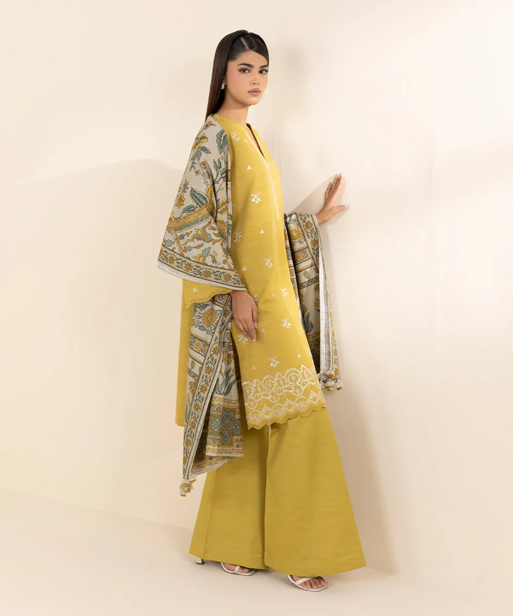 2 Piece - Embroidered Khaddar Suit