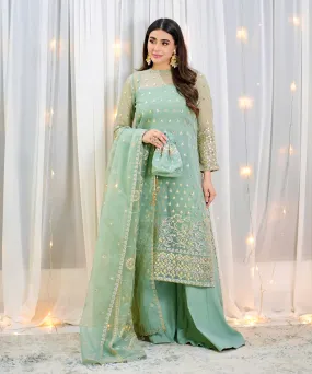 3 Piece -  Embroidered Organza Suit