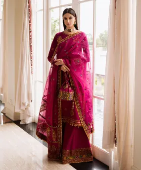 3 Piece -  Embroidered Raw Silk Suit