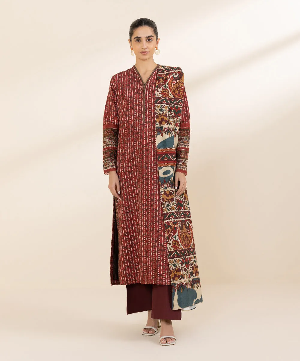 3 Piece - Printed Khaddar Suit