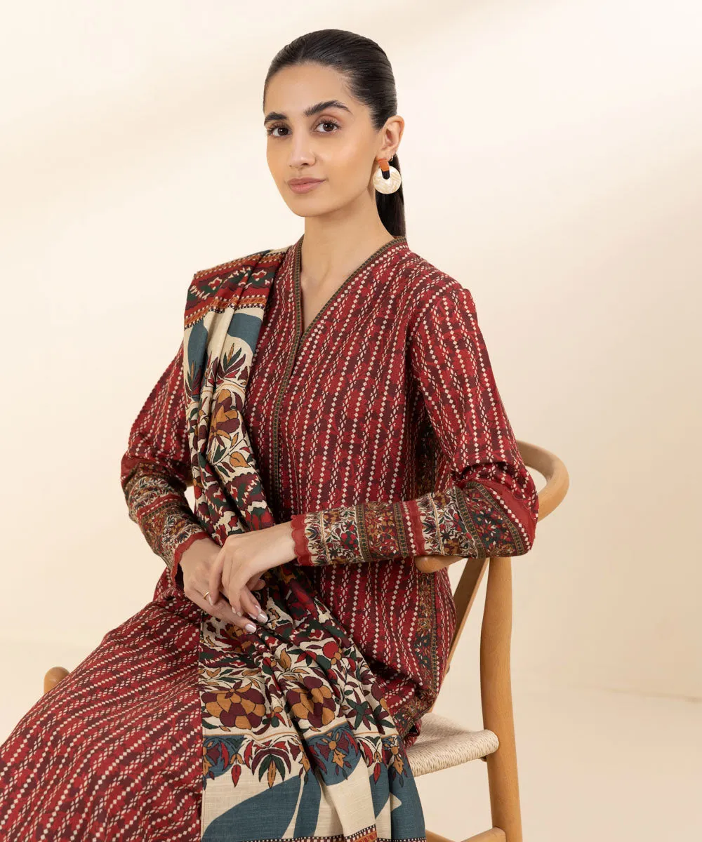 3 Piece - Printed Khaddar Suit