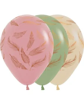 30cm Feathers Fashion Assorted Latex Balloons Pack of 25