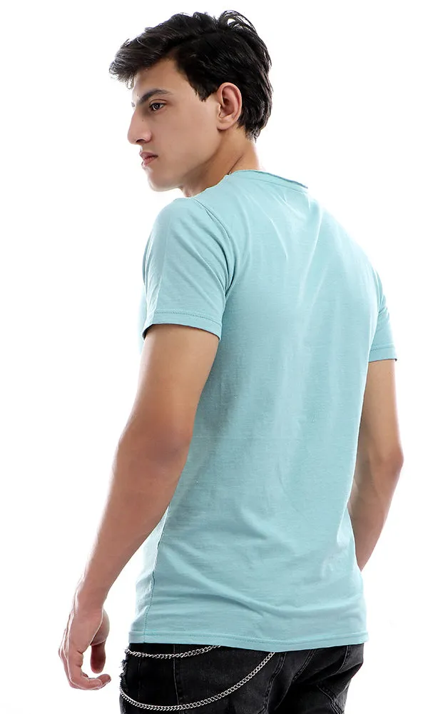 38168 Round Collar Basic Half Sleeves T-shirt - Mint Green