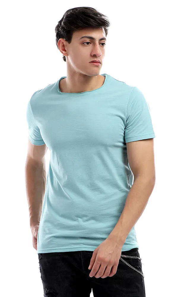 38168 Round Collar Basic Half Sleeves T-shirt - Mint Green