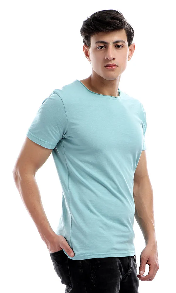 38168 Round Collar Basic Half Sleeves T-shirt - Mint Green