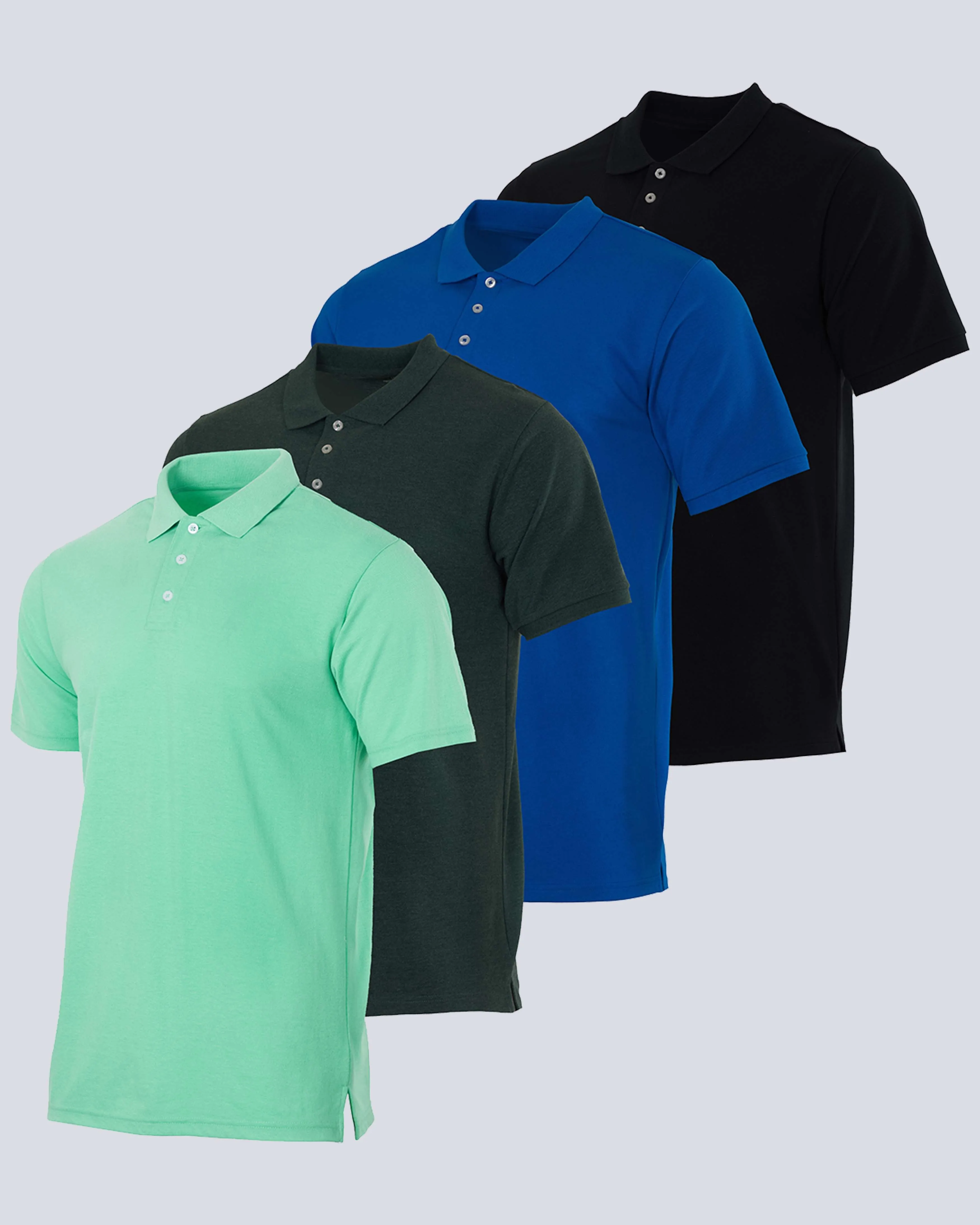 4 Pack: Men's Cotton Pique Short Sleeve Polo Shirt - Performance Polo (Available In Big & Tall)