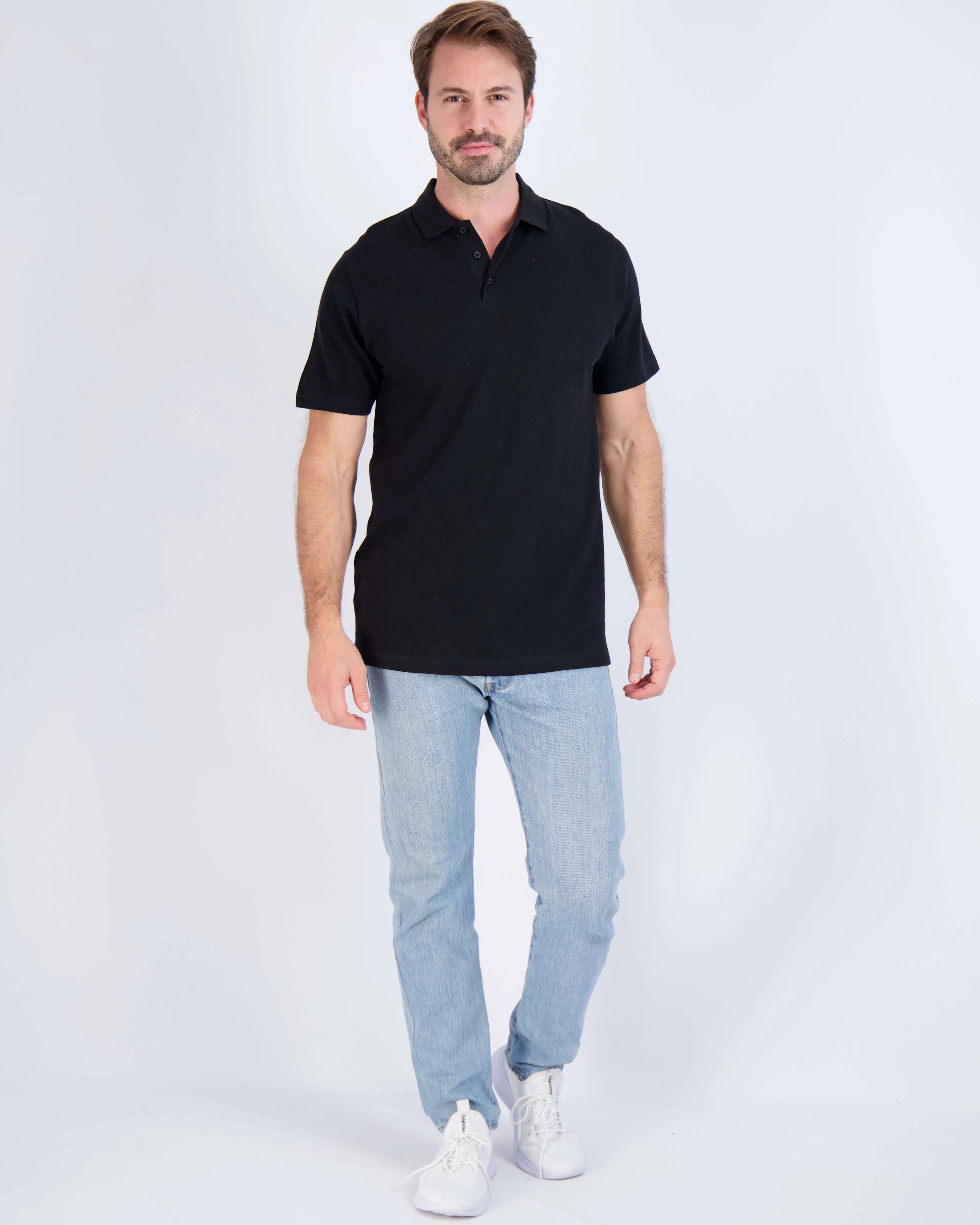 4 Pack: Men's Cotton Pique Short Sleeve Polo Shirt - Performance Polo (Available In Big & Tall)