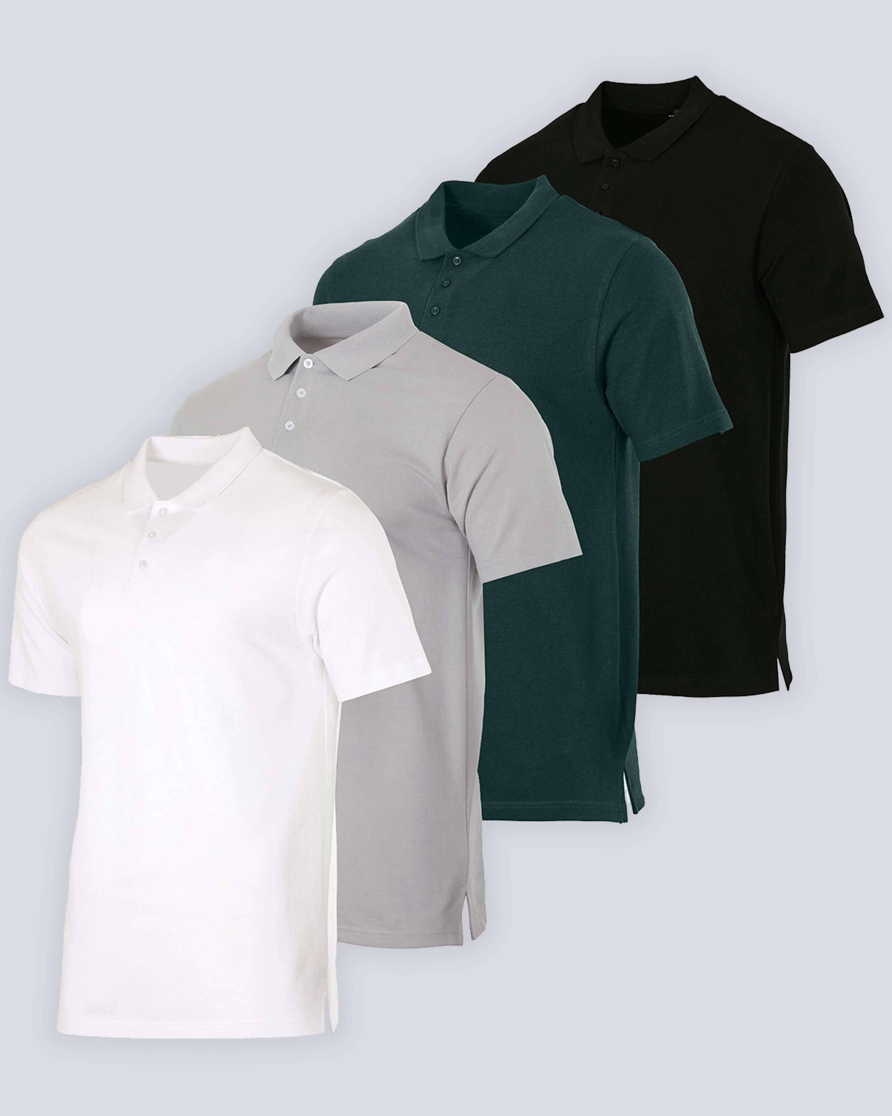 4 Pack: Men's Cotton Pique Short Sleeve Polo Shirt - Performance Polo (Available In Big & Tall)