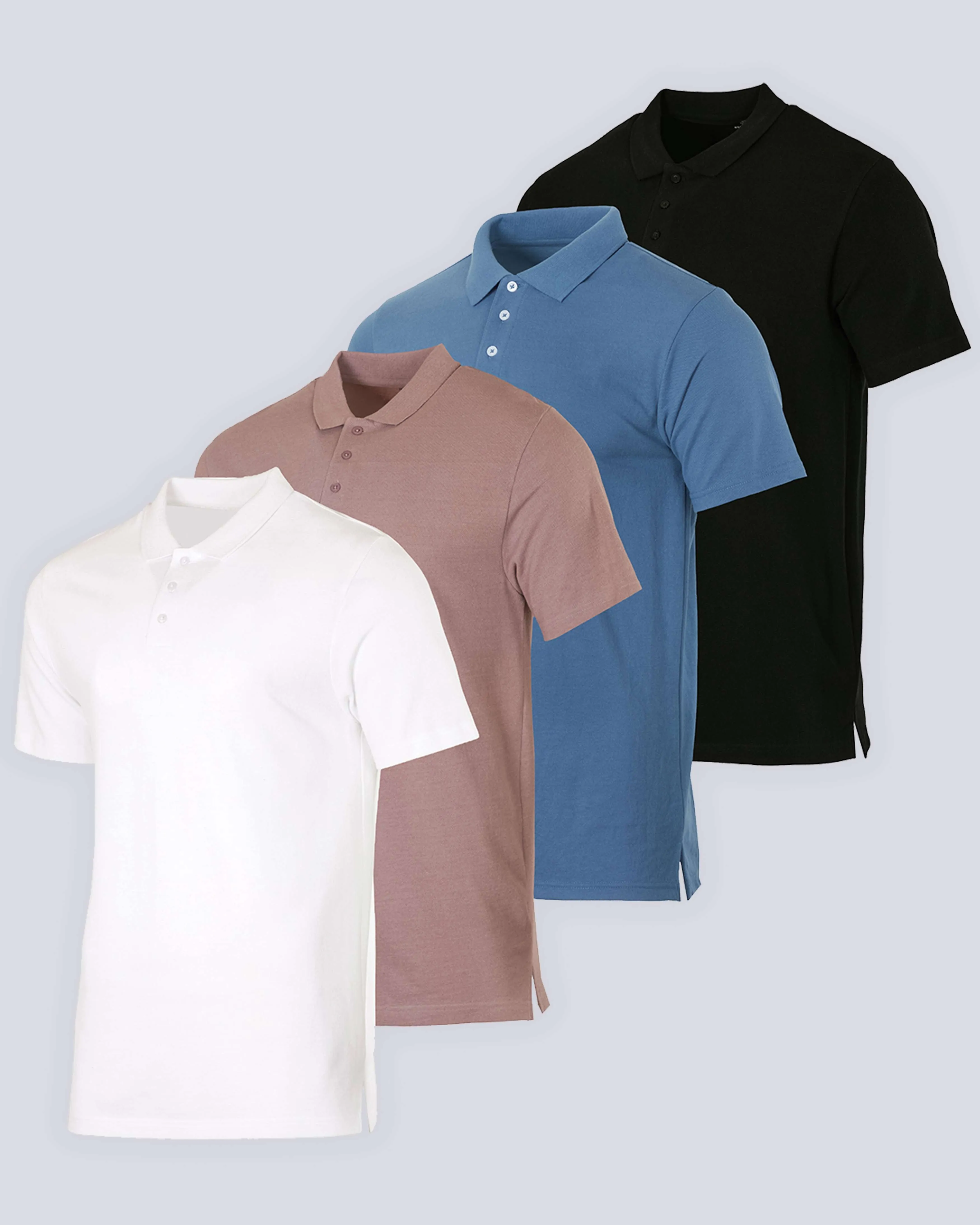 4 Pack: Men's Cotton Pique Short Sleeve Polo Shirt - Performance Polo (Available In Big & Tall)