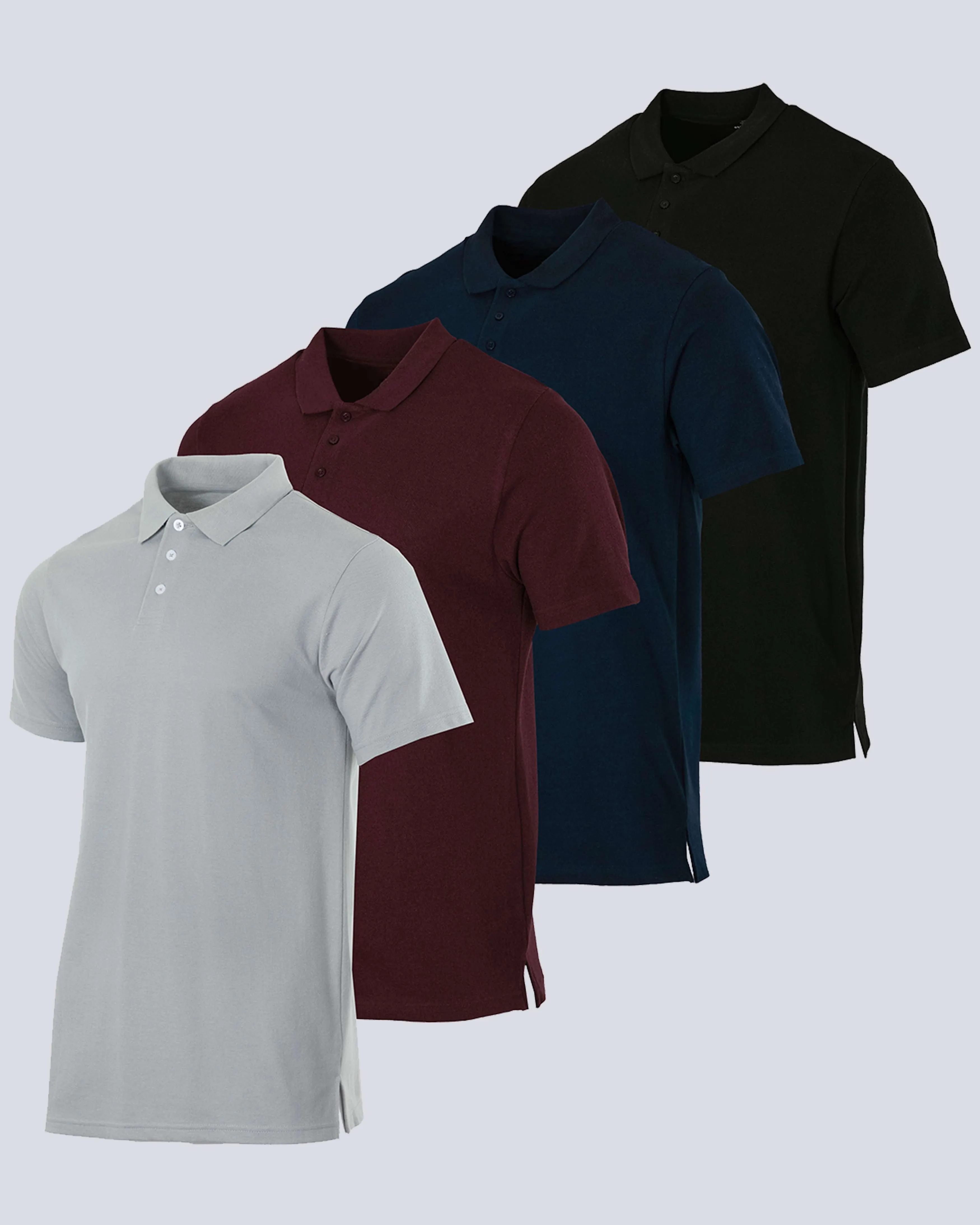 4 Pack: Men's Cotton Pique Short Sleeve Polo Shirt - Performance Polo (Available In Big & Tall)