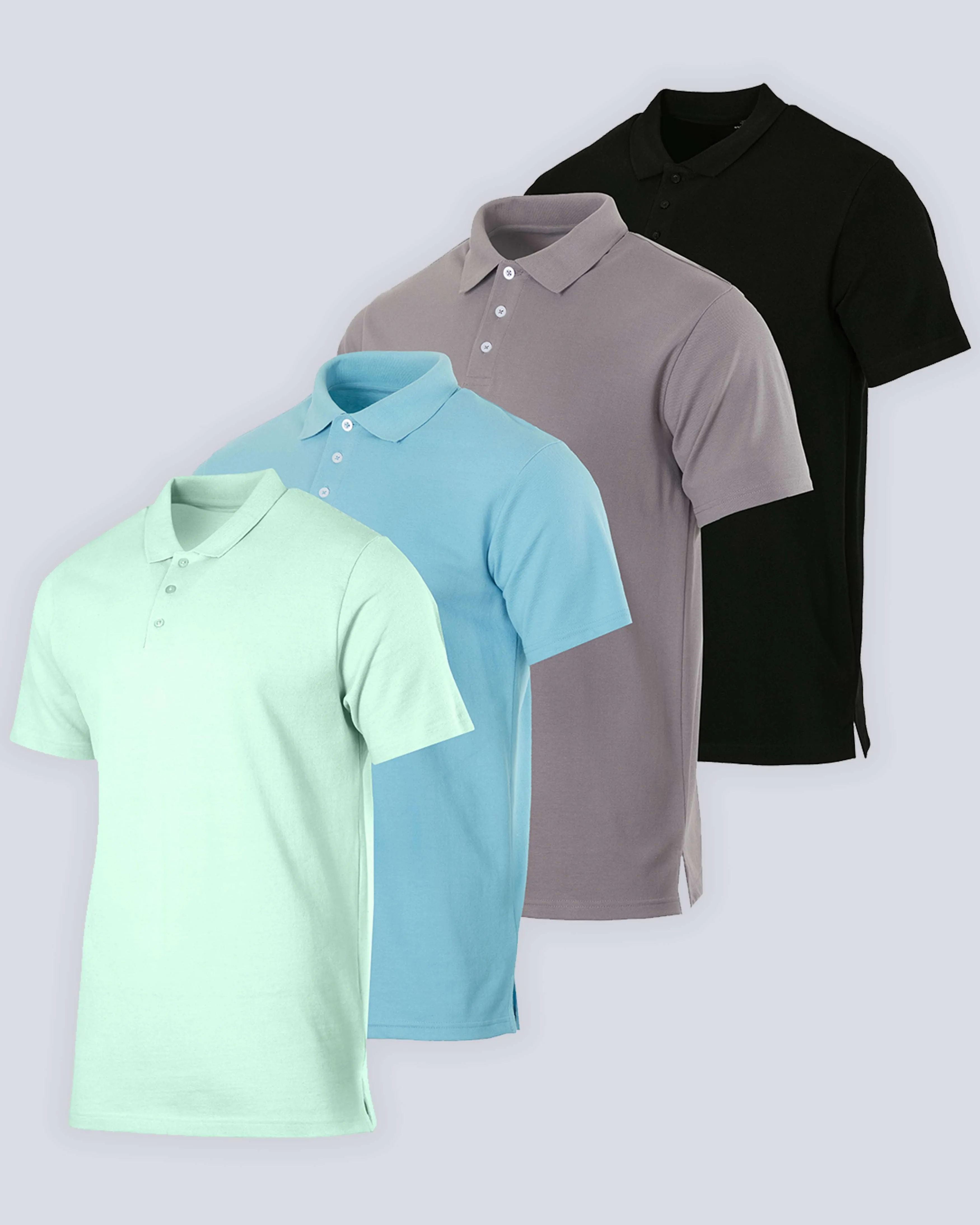 4 Pack: Men's Cotton Pique Short Sleeve Polo Shirt - Performance Polo (Available In Big & Tall)