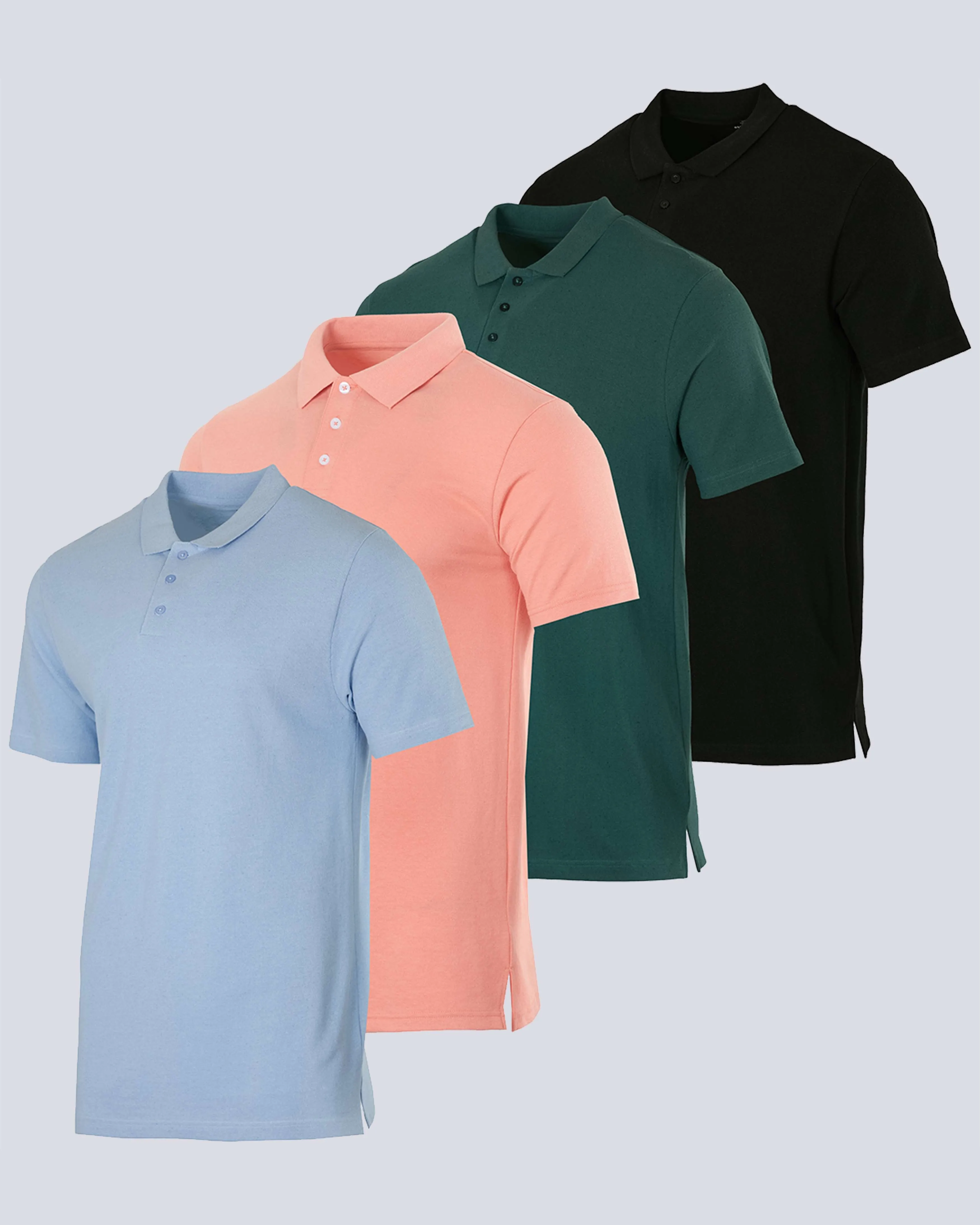 4 Pack: Men's Cotton Pique Short Sleeve Polo Shirt - Performance Polo (Available In Big & Tall)