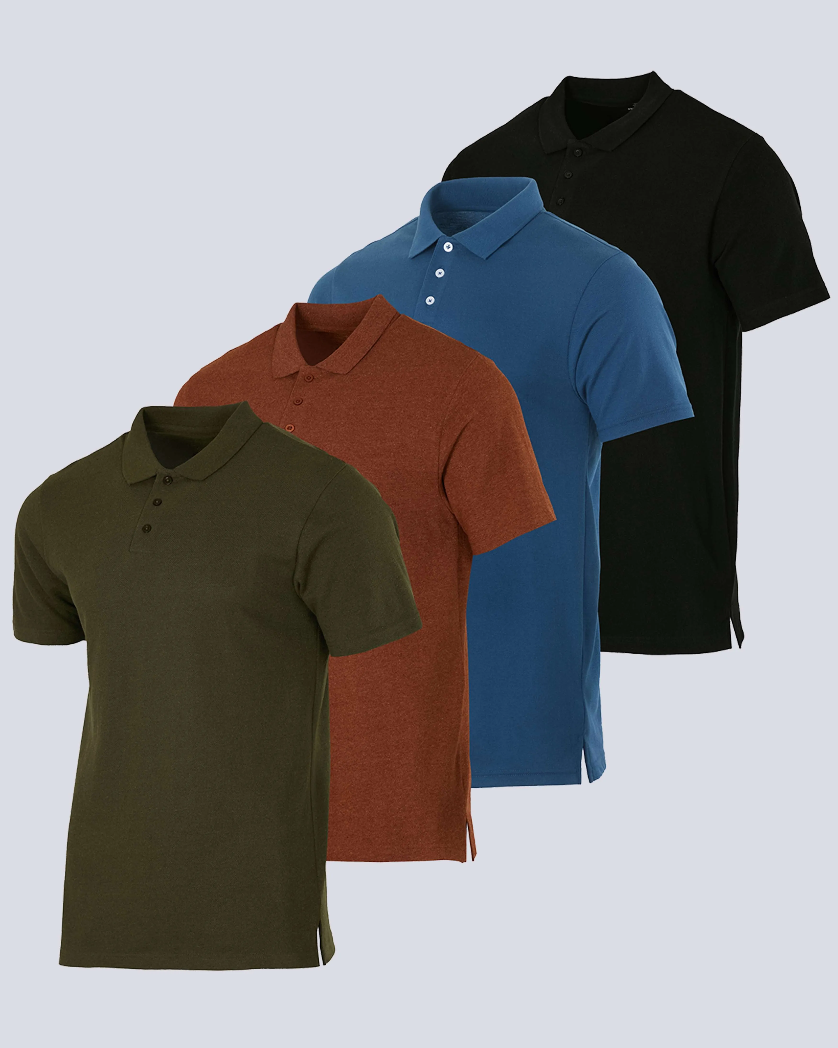 4 Pack: Men's Cotton Pique Short Sleeve Polo Shirt - Performance Polo (Available In Big & Tall)