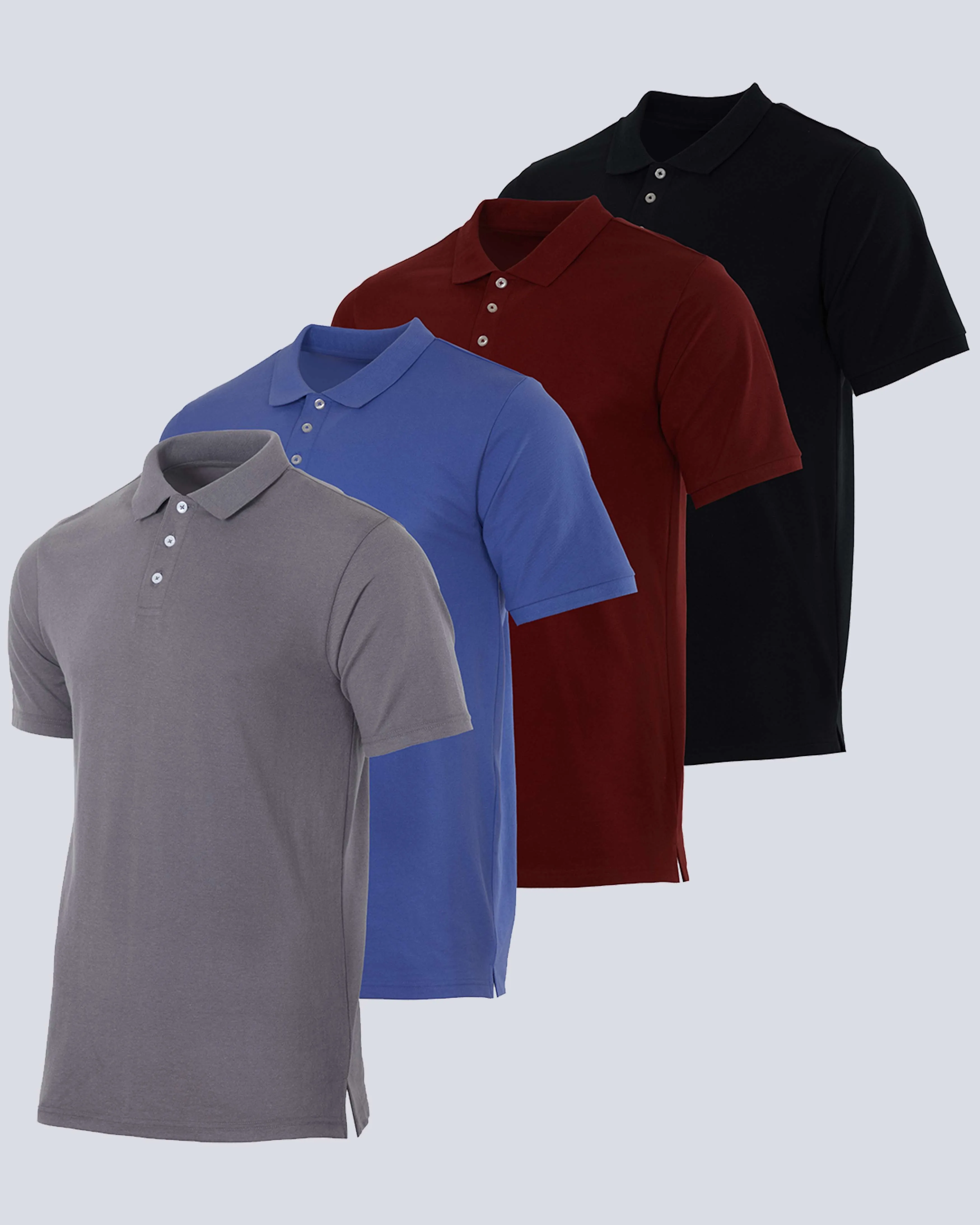 4 Pack: Men's Cotton Pique Short Sleeve Polo Shirt - Performance Polo (Available In Big & Tall)