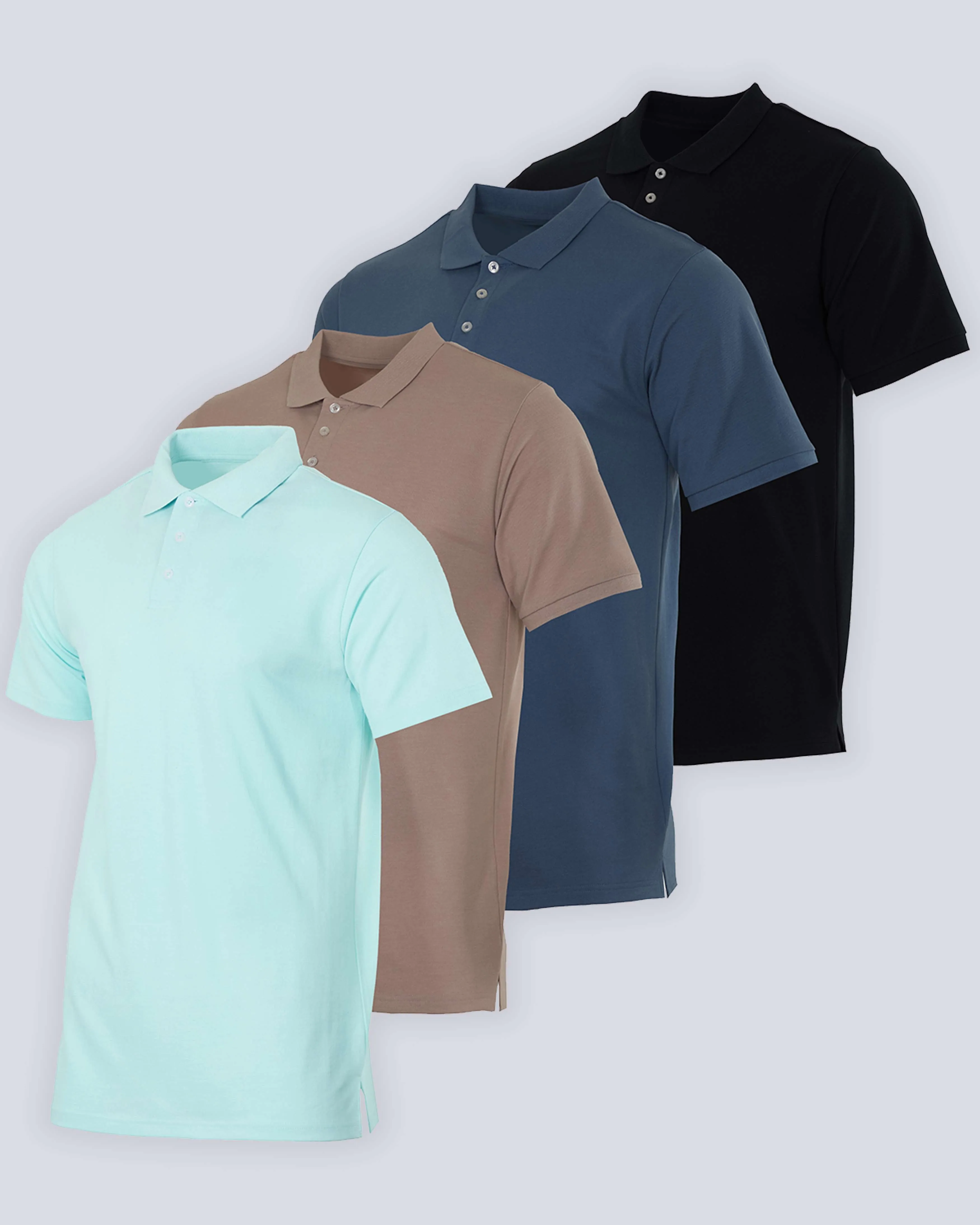 4 Pack: Men's Cotton Pique Short Sleeve Polo Shirt - Performance Polo (Available In Big & Tall)