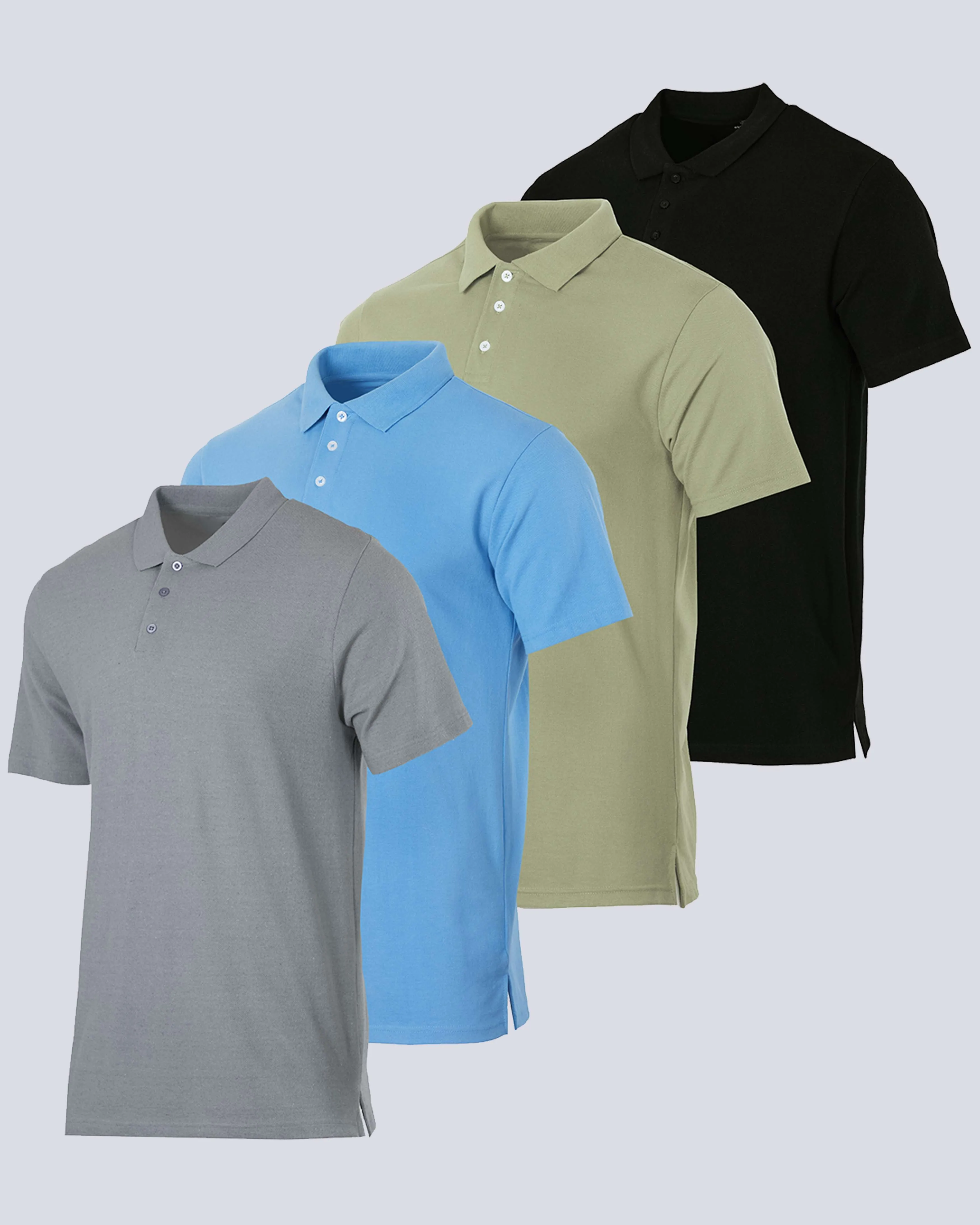 4 Pack: Men's Cotton Pique Short Sleeve Polo Shirt - Performance Polo (Available In Big & Tall)