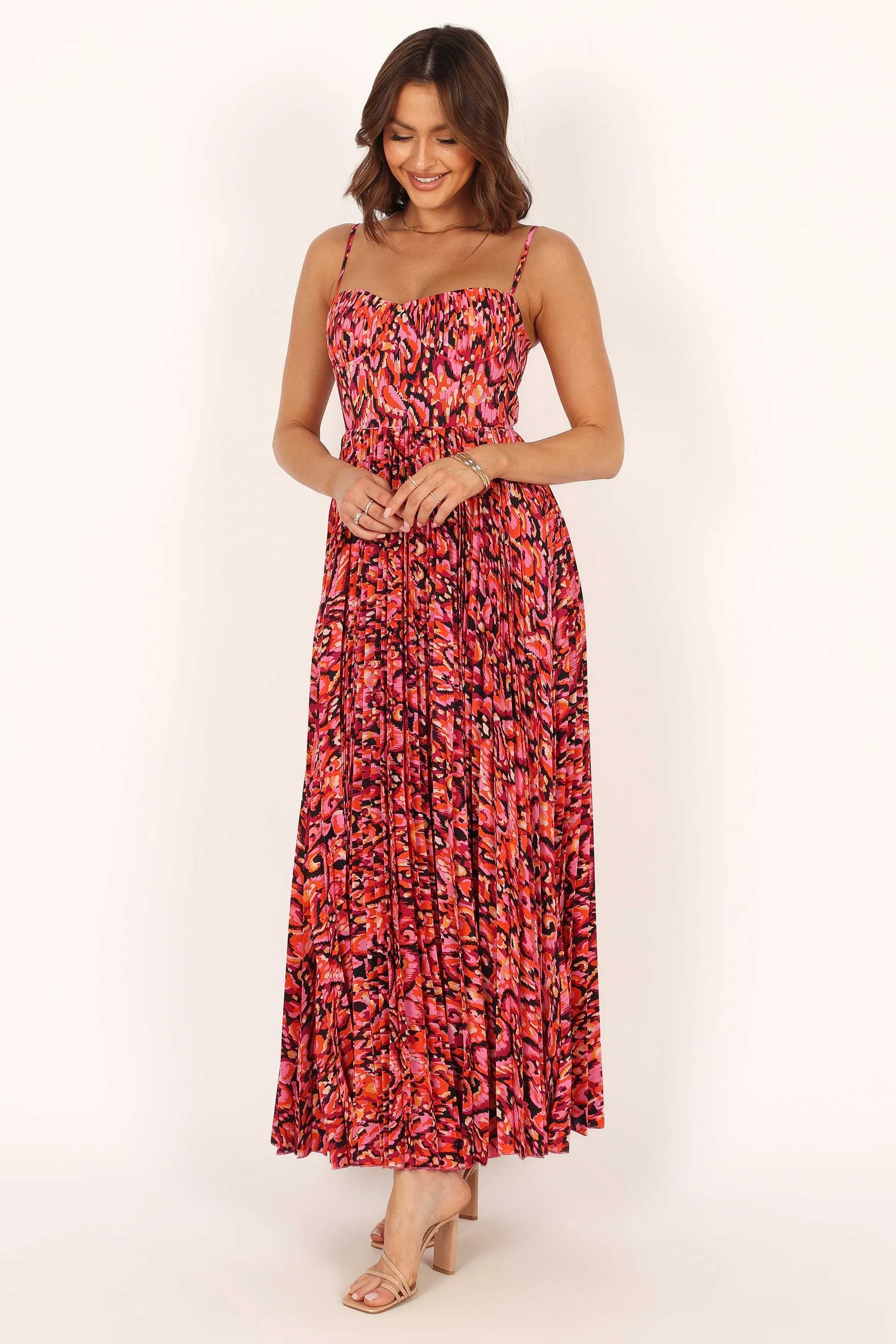 Achanti Pleated Maxi Dress - Pink Multi