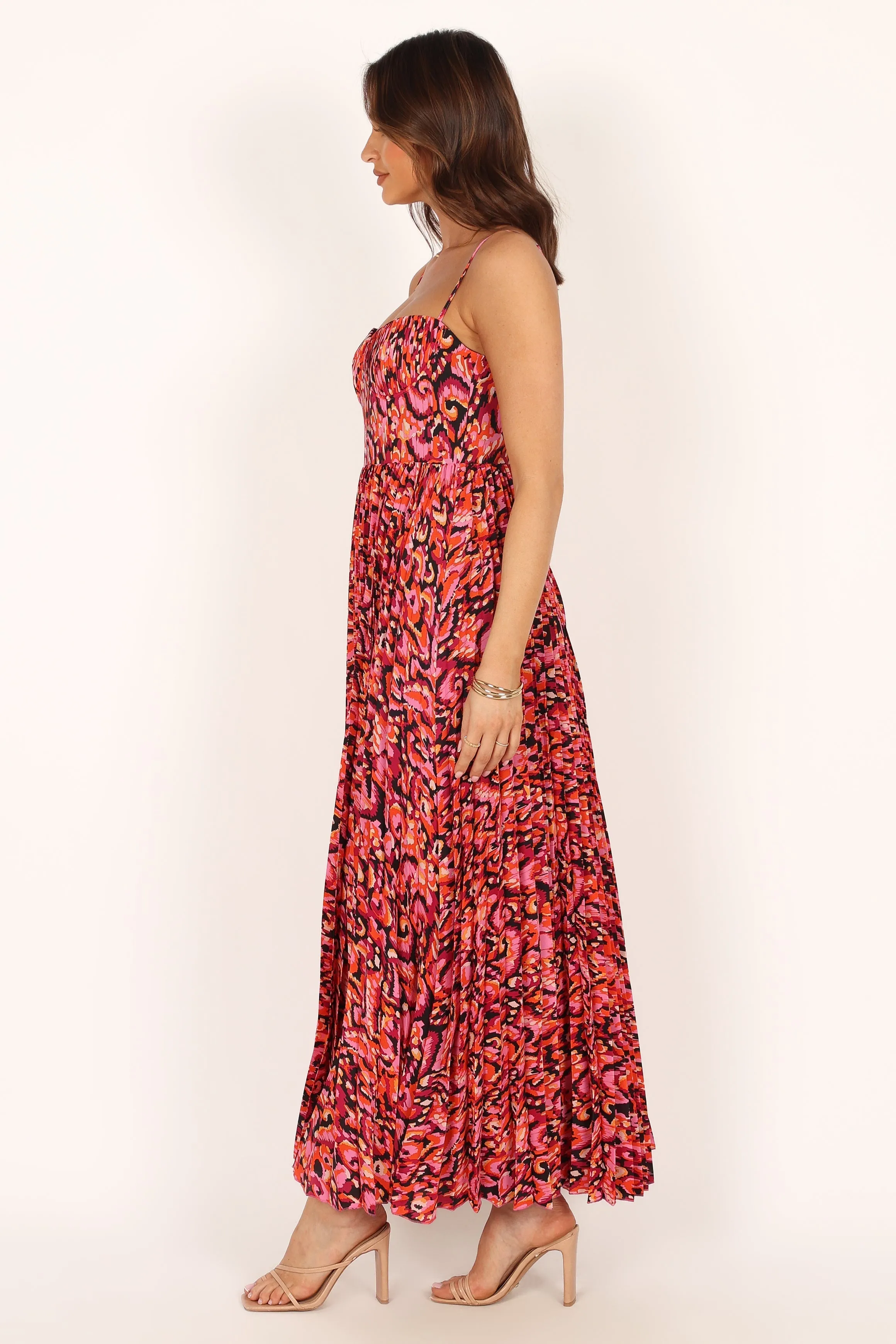 Achanti Pleated Maxi Dress - Pink Multi