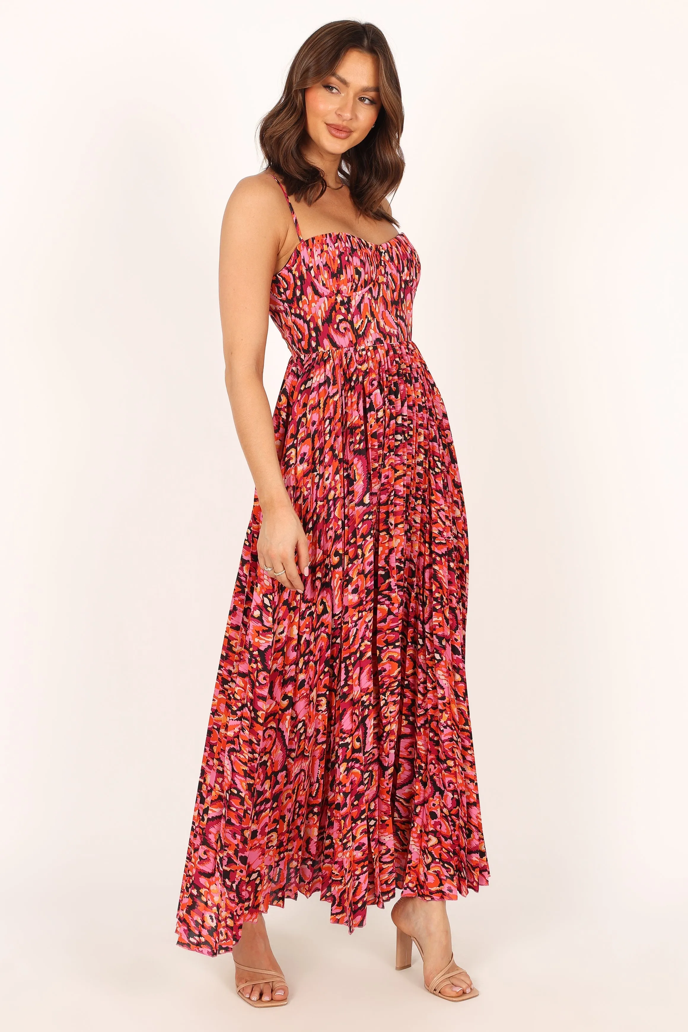 Achanti Pleated Maxi Dress - Pink Multi