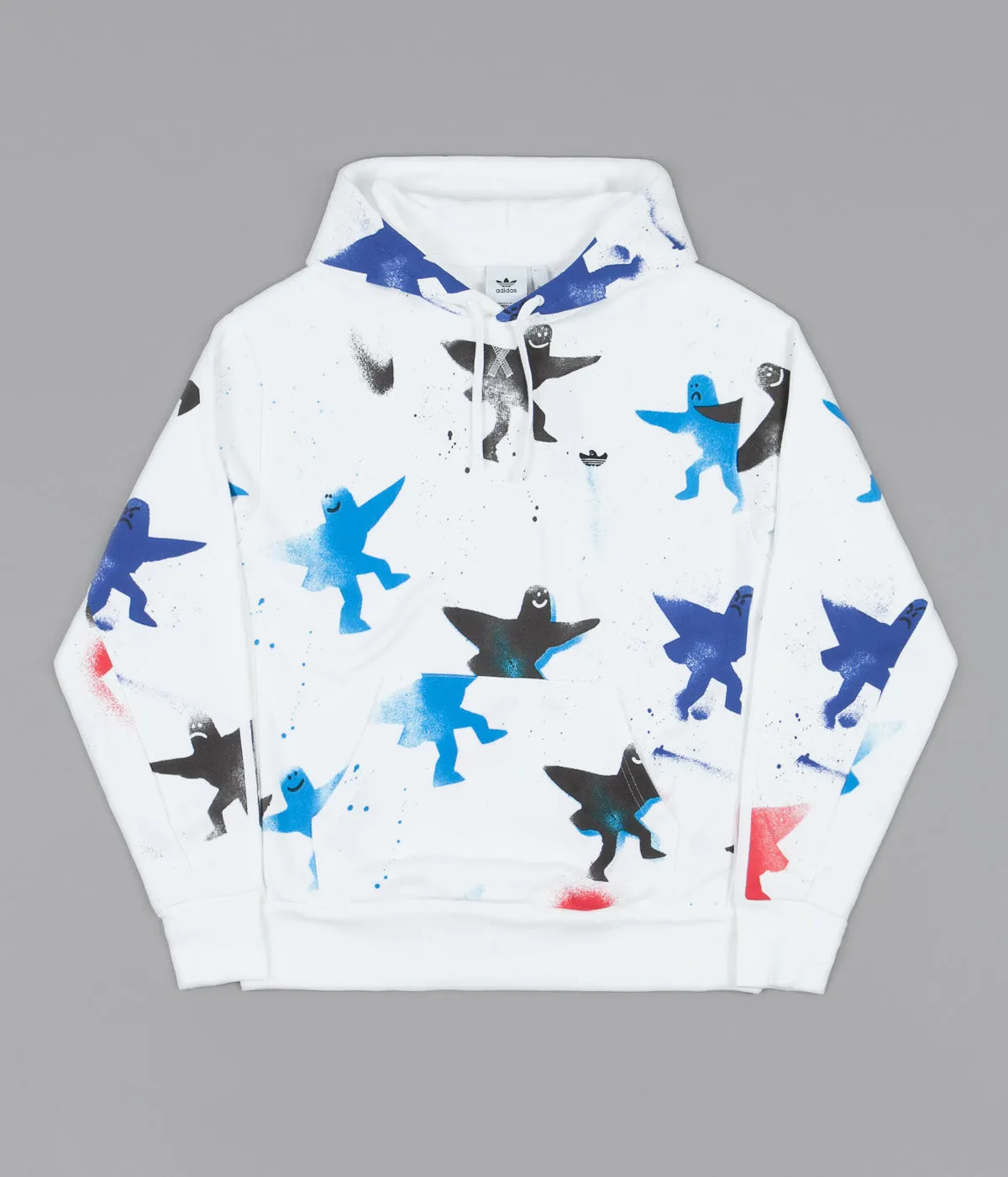 Adidas All Over Print Shmoo Hoodie - White / Black / Scarlet / Bright Cyan