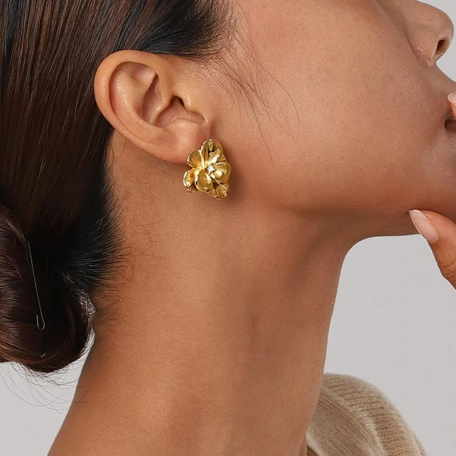 Ainsley Floral Gold Earrings