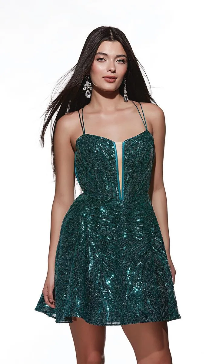 Alyce Paris A-Line Sequin Homecoming Dress 3783