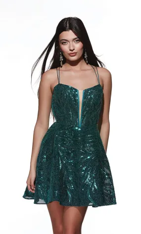 Alyce Paris A-Line Sequin Homecoming Dress 3783