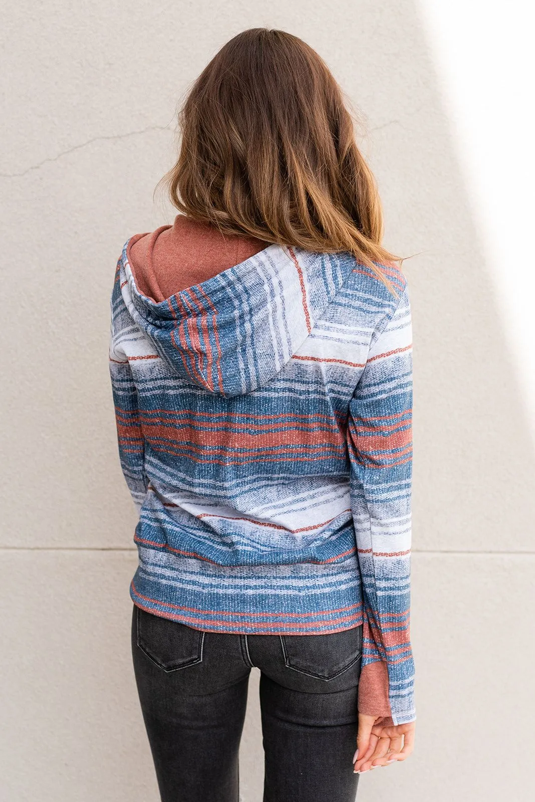 Ampersand Avenue Serape Sapphire Half Zip Hoodie