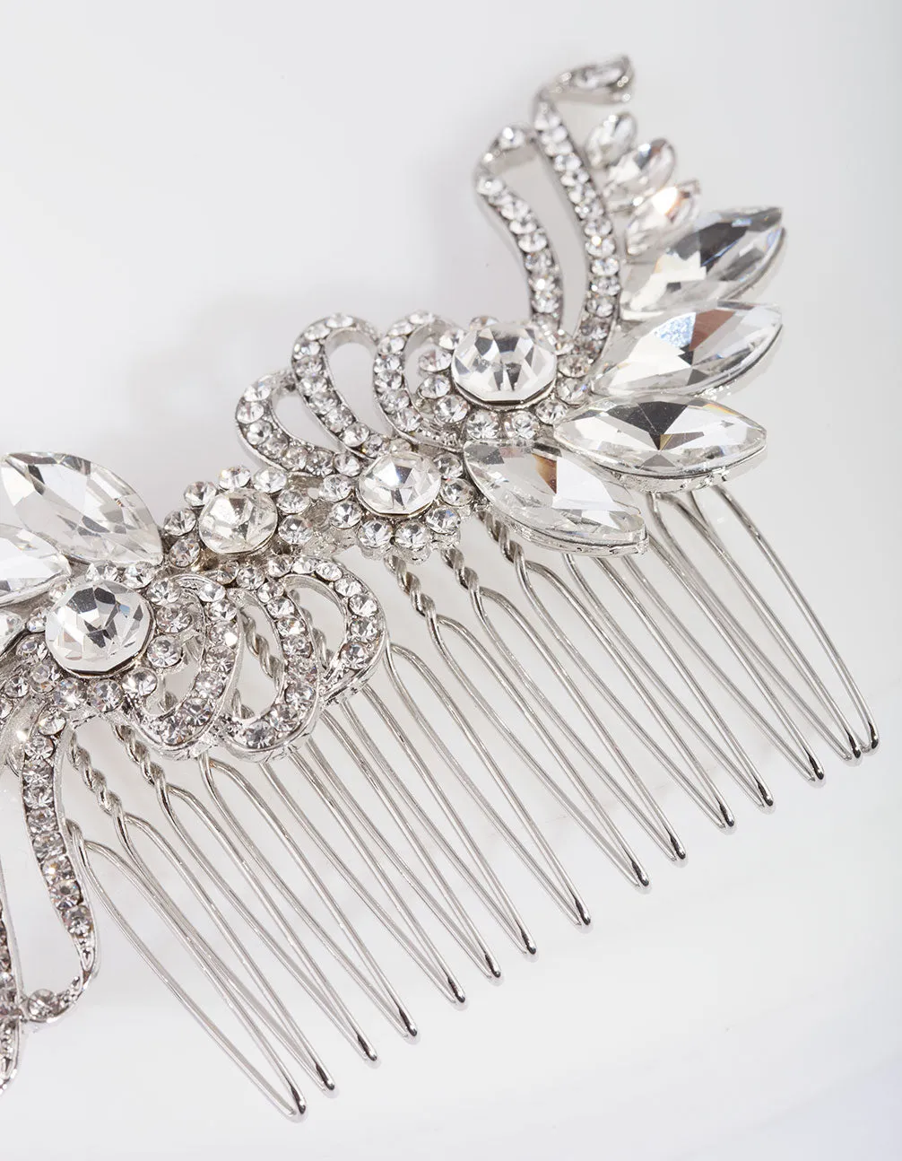 Art Deco Crystal Silver Comb