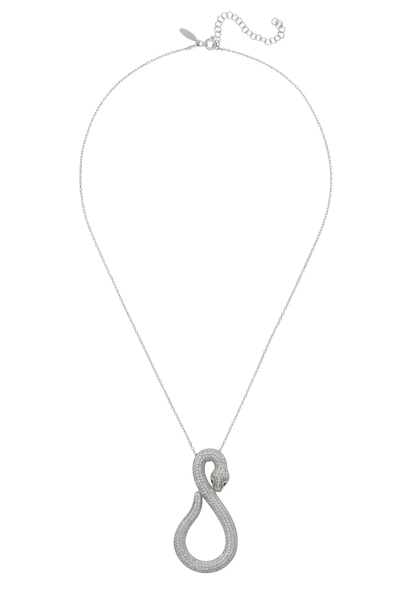 Asp Snake Pendant Necklace Silver White