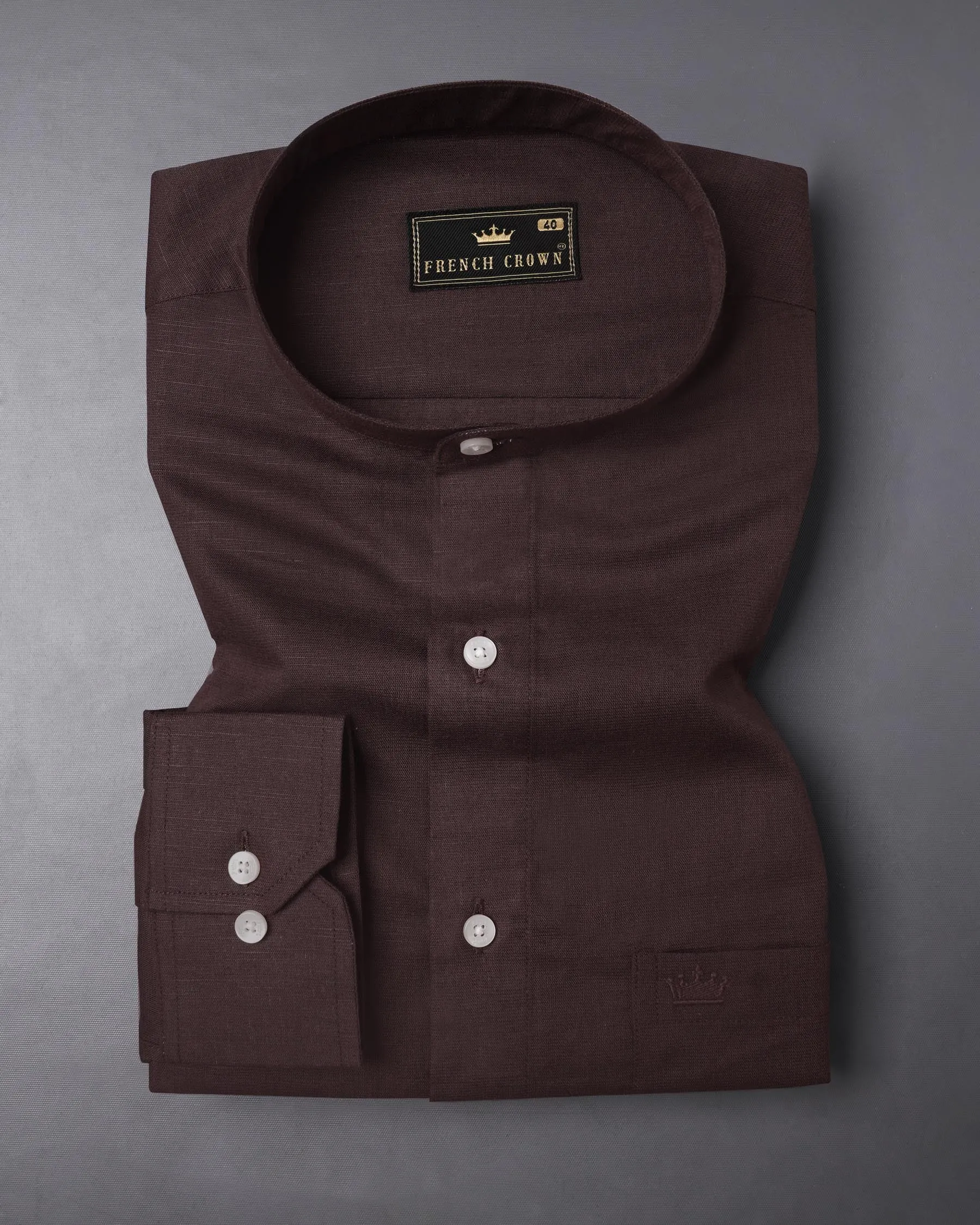 Aubergine Brown Luxurious Linen Shirt