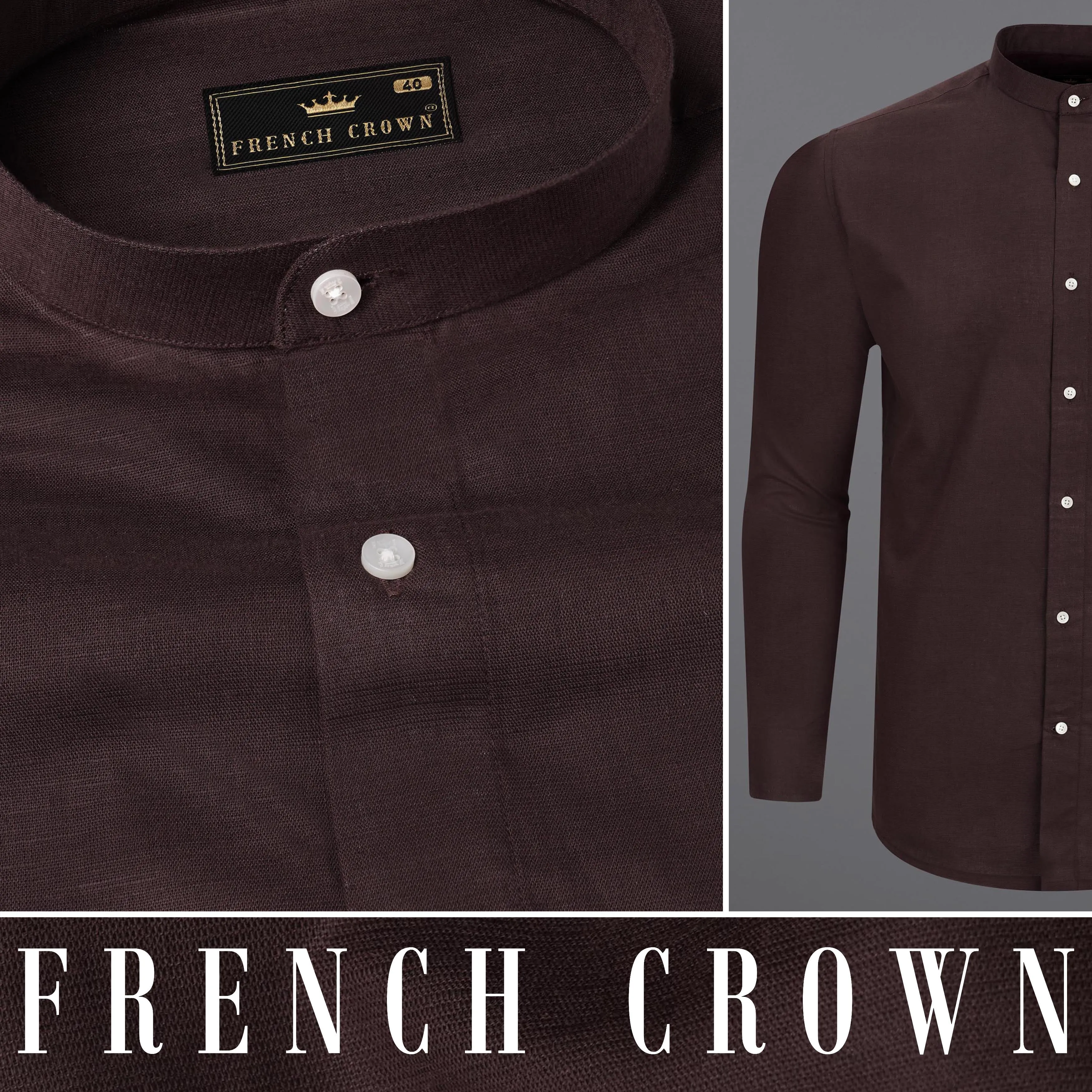 Aubergine Brown Luxurious Linen Shirt