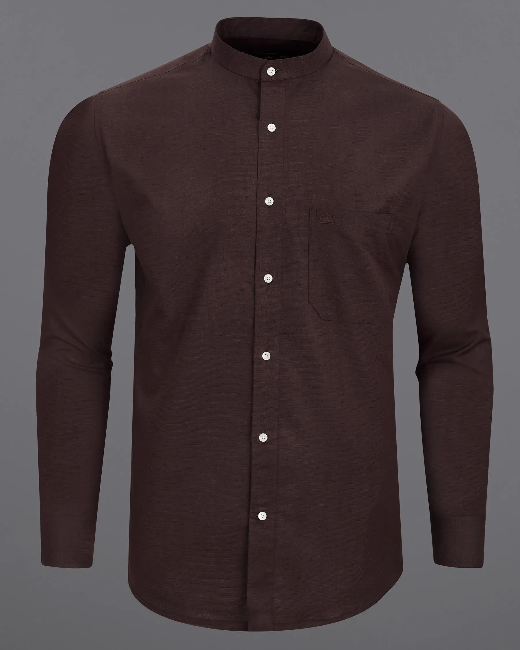 Aubergine Brown Luxurious Linen Shirt