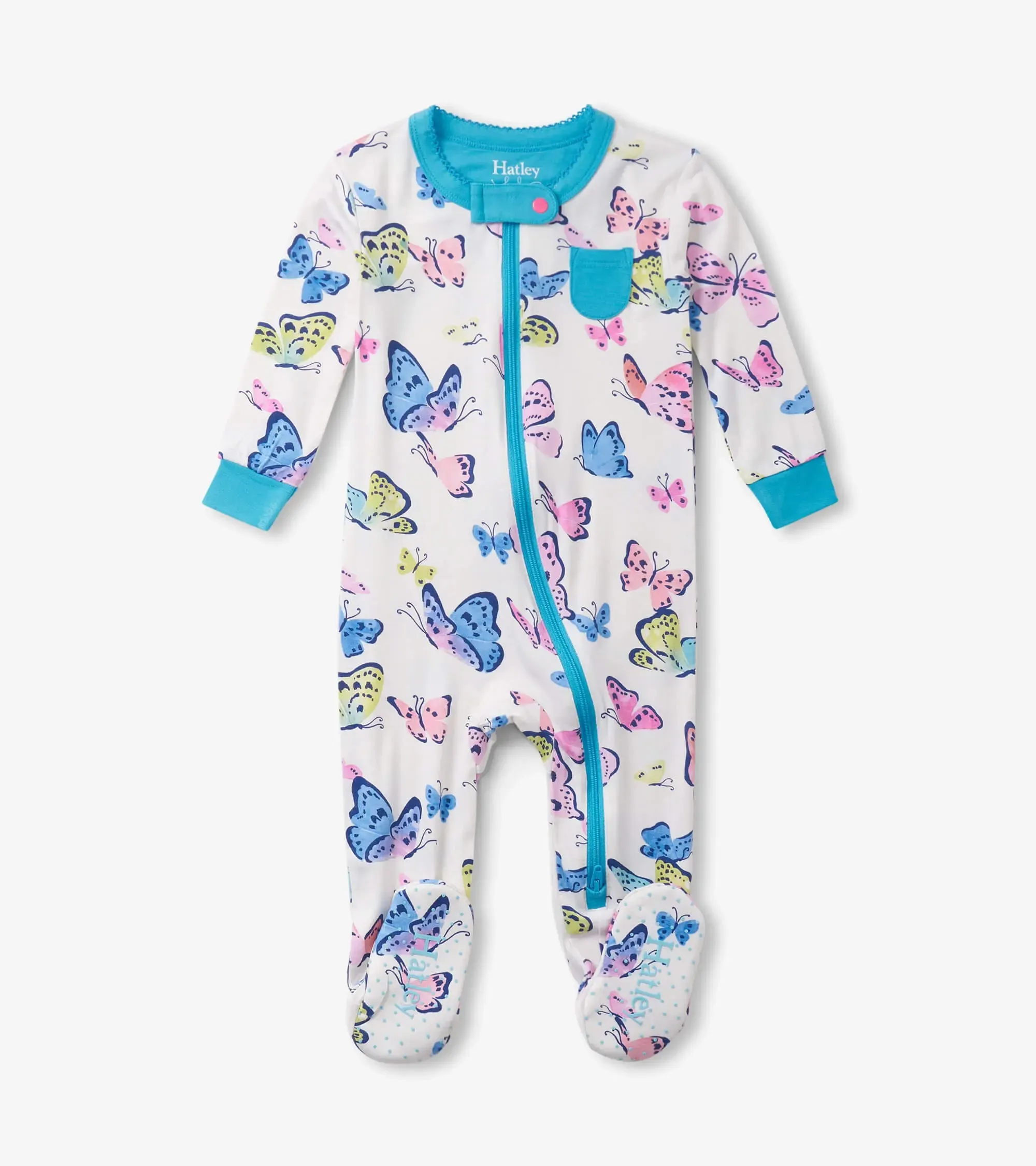 Baby Girls Big Butterflies Footed Sleeper | Hatley