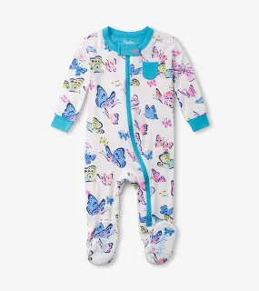 Baby Girls Big Butterflies Footed Sleeper | Hatley