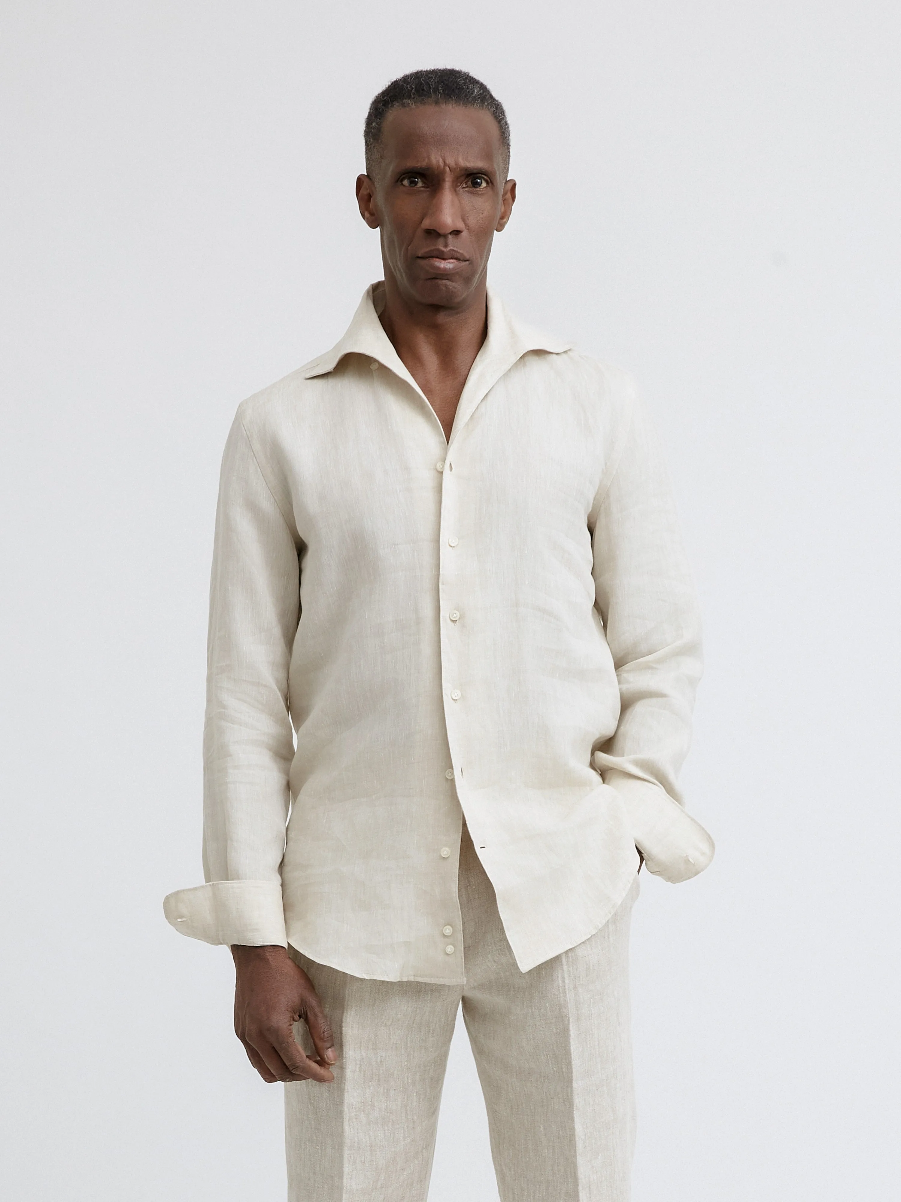 Beige One Piece Linen Shirt