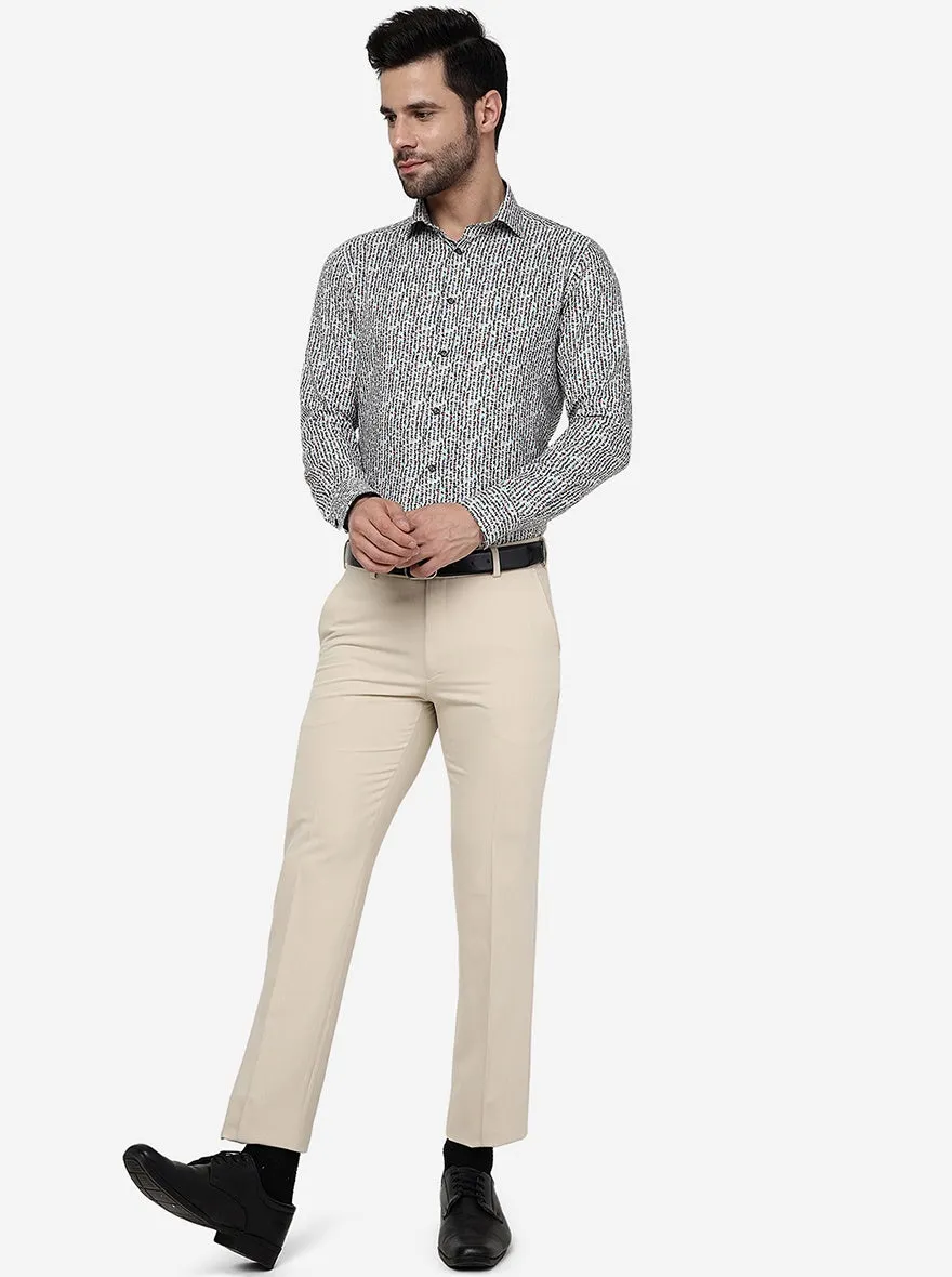 Beige Solid Slim Fit Formal Trouser | JB Studio