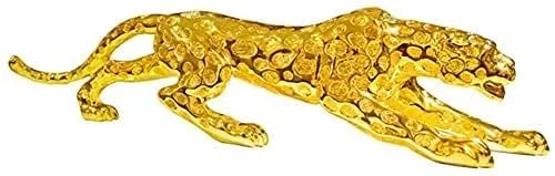 BIG Size Golden Panther Jaguar Lion Luxury Showpiece Animal Figurines Decorative Item for Home Dcor Living Room Bedroom Table Top Car Dashboard Decoration