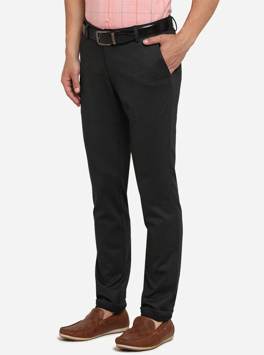 Black & Grey Solid Super Slim Fit Formal Trouser | JB Studio