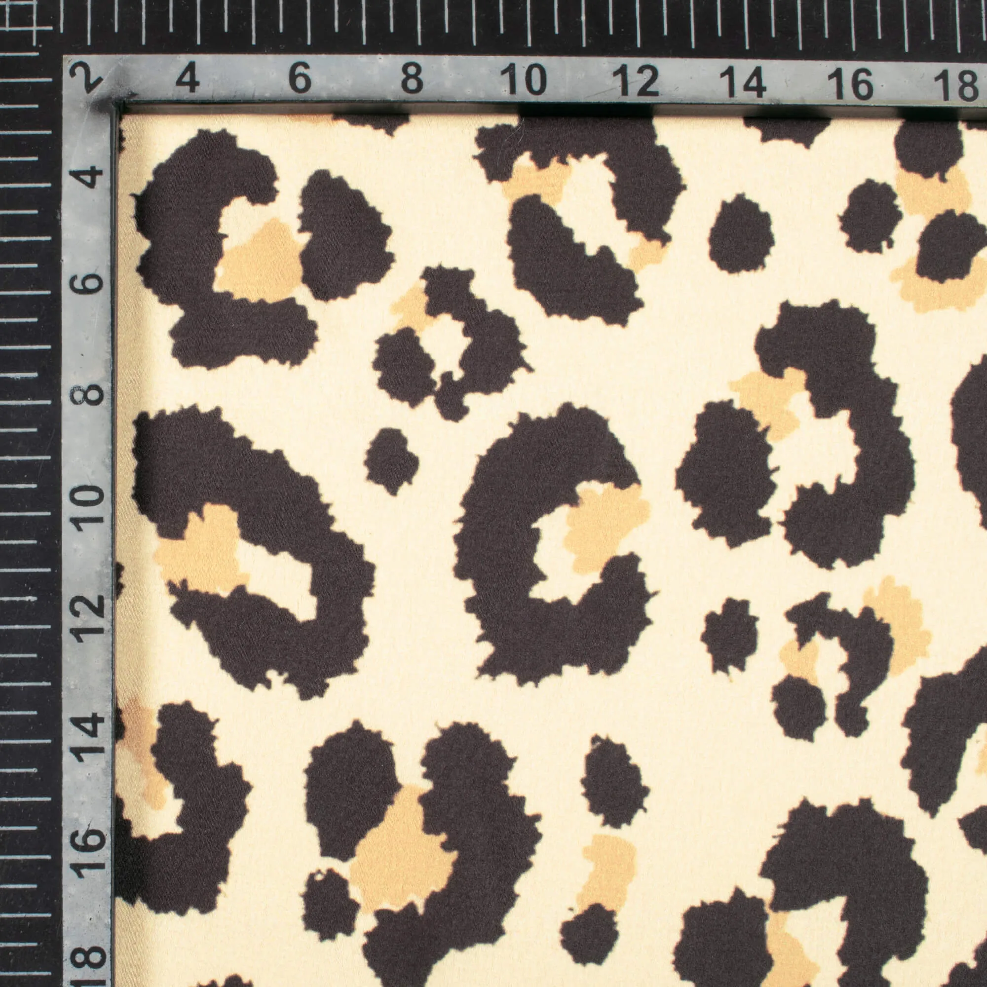 Black And Beige Animal Digital Print Japan Satin Fabric