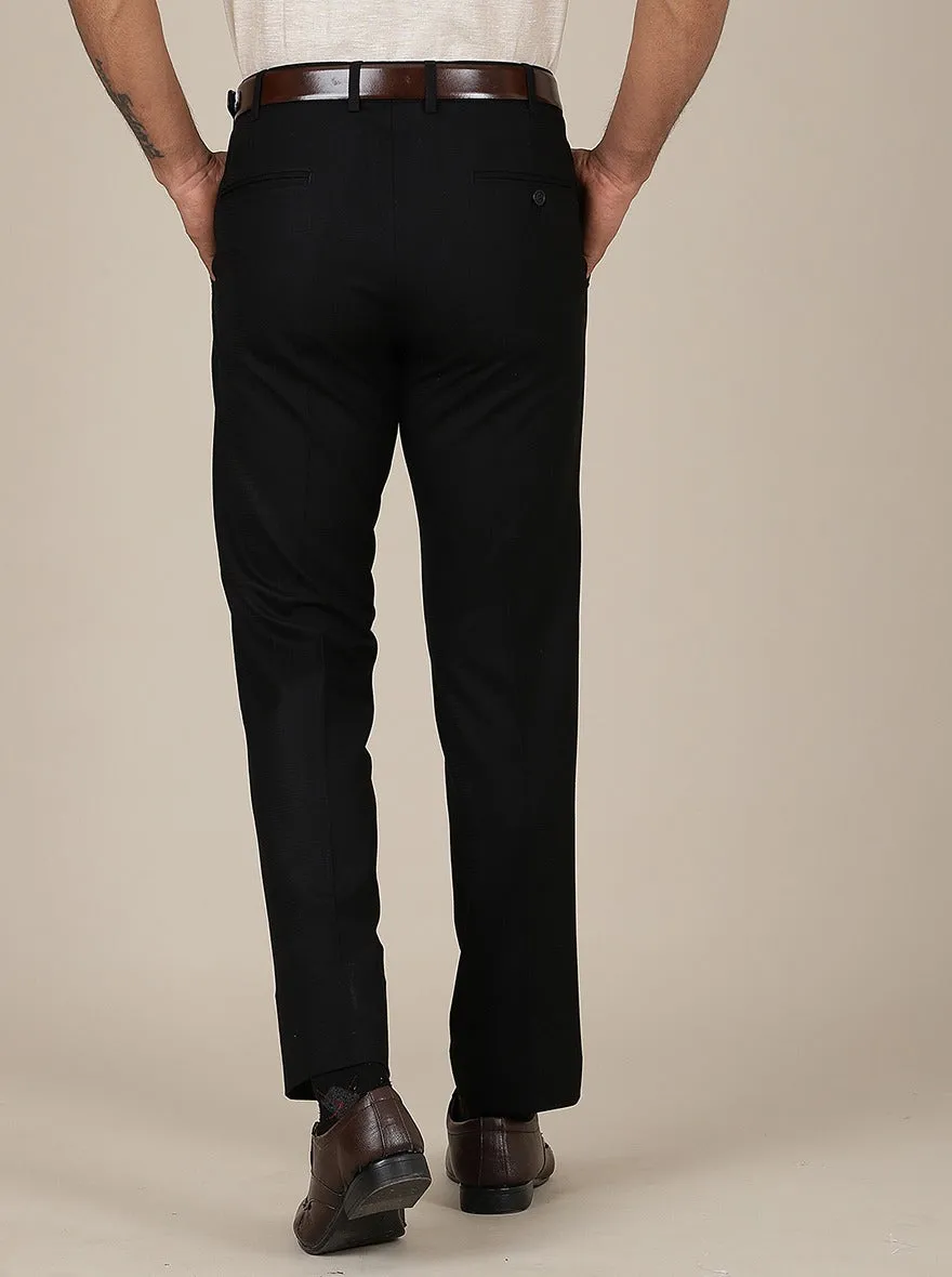 Black Checked Slim Fit Formal Trouser | Metal