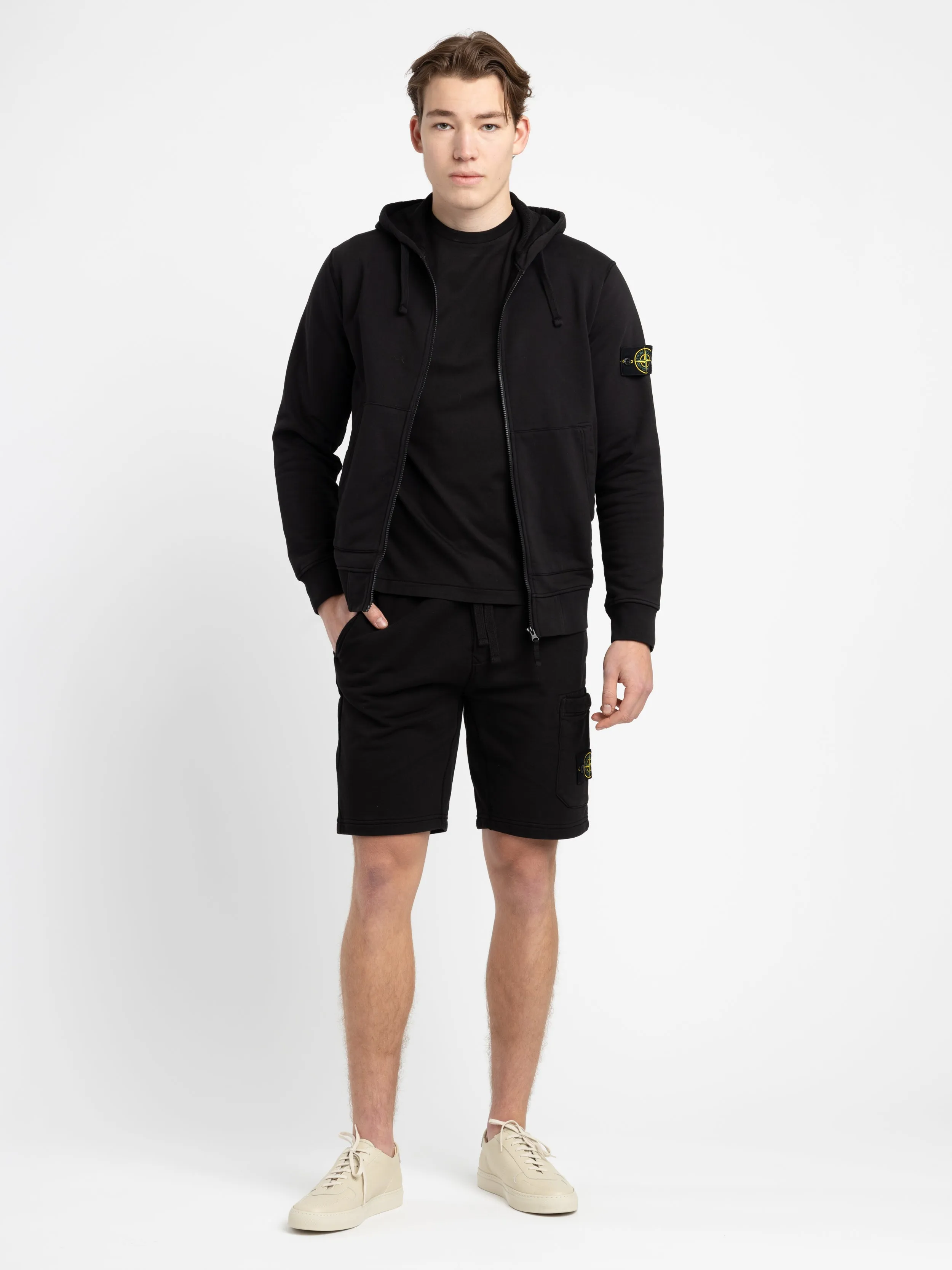 Black Cotton Full Zip Hooded Sweater