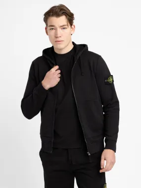 Black Cotton Full Zip Hooded Sweater