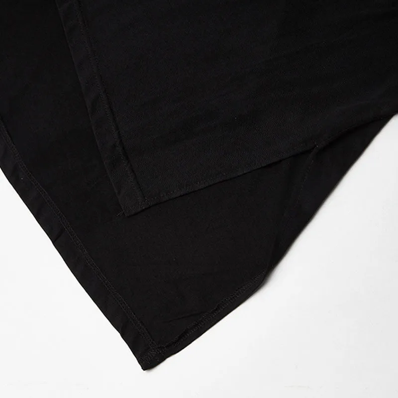 Black Crew Neck Mid Length T-Shirt