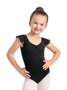 Black Flutter Sleeve Leotard 11731C