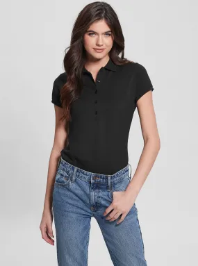 Black Liza Pique Polo T-Shirt