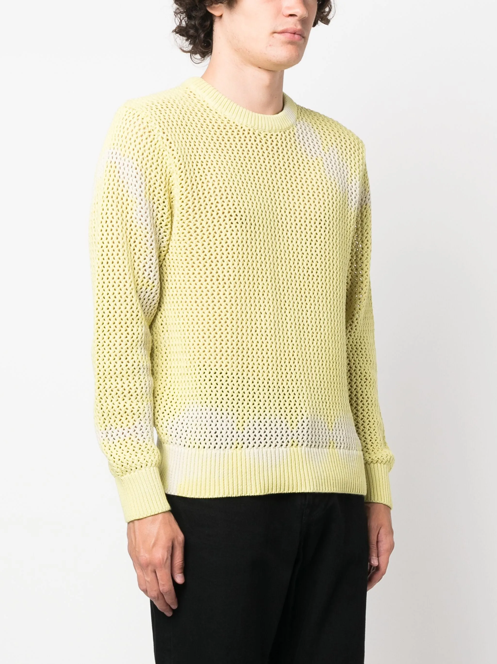 BLEACHED-EFFECT OPEN-KNIT JUMPER